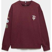 M&S Cotton Rich Graphic Pyjama Top Burgundy Mix