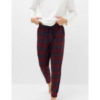 M&S Pure Cotton Checked Joggers Burgundy Mix