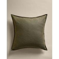 M&S Pure Linen Flange Trim Cushion Khaki