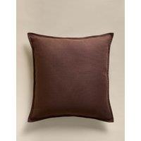 M&S Pure Linen Flange Trim Cushion Chocolate