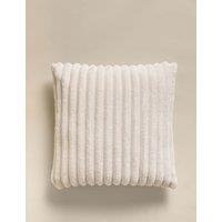 M&S Ribbed Fleece Cushion Ivory