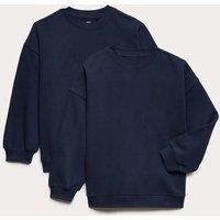M&S 2 Pack Cotton Rich Plain Sweatshirts (6-16 Yrs) Navy
