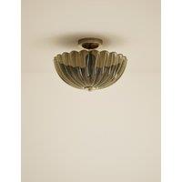 M&S Scallop Uplighter Flush Ceiling Light Green