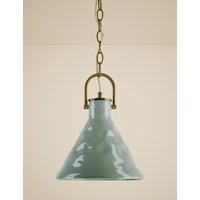 M&S Ceramic Mottled Cone Pendant Light Verdigris
