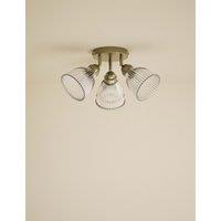 M&S Florence 3 Light Ribbed Flush Ceiling Light Antique Brass