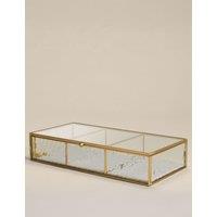 M&S Mottled Glass Trinket Box Antique Brass