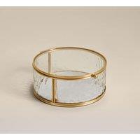 M&S Small Round Mottled Glass Box Antique Brass