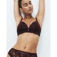 M&S Sabine Lace Non Wired Plunge Bra A-E Raisin