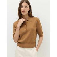 M&S Collared Cropped Knitted Top Caramel