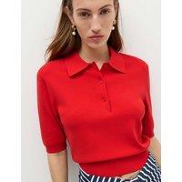 M&S Collared Cropped Knitted Top Chilli