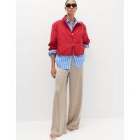M&S Satin Drawstring Wide Leg Trousers Beige