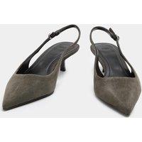 M&S Suede Kitten Heel Slingback Shoes Dark Grey