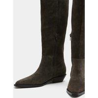 M&S Suede Cowboy Knee High Boots Dark Grey