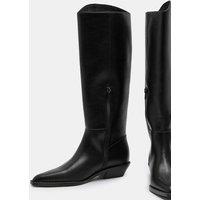 M&S Cowboy Block Heel Knee High Boots Black