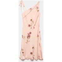 M&S Floral Ruffle Strappy Asymmetric Cami Dress Pink Mix