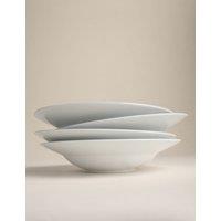 M&S Set of 4 Burford Embossed Rim Porcelain Pasta Bowls White
