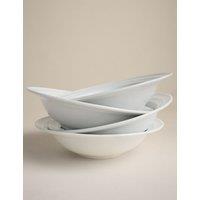 M&S Set of 4 Burford Embossed Rim Porcelain Cereal Bowls White