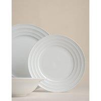 M&S 12 Piece Burford Embossed Rim Dinner Set White