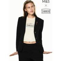 M&S x Aries Pure Cotton Printed Crop T-Shirt White