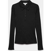 M&S Lyocell Blend Collared Top with Wool Black