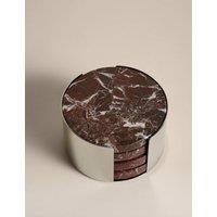 M&S Set of 4 Stone Coasters with Holder Red