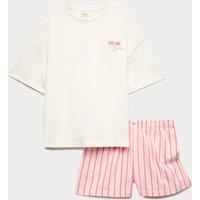 M&S Pure Cotton Rise and Shine Short Pyjamas (6-16 Yrs) Multi