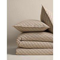 M&S Pure Cotton Geometric Brushed Bedding Set Moss