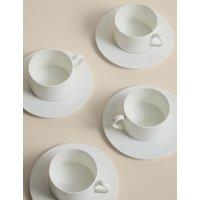 M&S Set of 4 Clarendon Cups & Saucers White