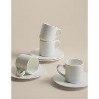 M&S Set of 4 Clarendon Fine Bone China Espresso Cup & Saucer White