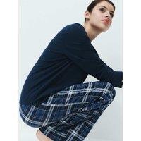 M&S Pure Cotton Printed Pyjama Set Navy