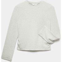 M&S Cosy Striped Long Sleeve Top (6-16 Yrs) Grey Marl