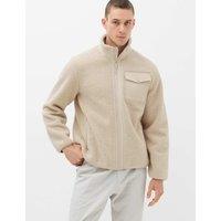 Goodmove Fleece Windproof Zip Up Funnel Neck Jacket Medium Beige