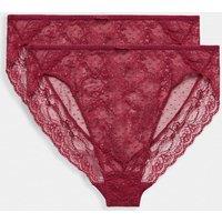 M&S 2 Pack Ida Lace Sequin High Leg Knickers Wine