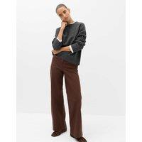 M&S Pure Cotton Wide Leg Trousers Chocolate