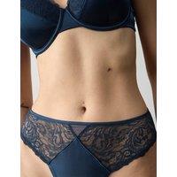 Autograph Silk & Lace High Leg Knickers Midnight