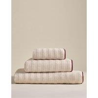 M&S Pure Cotton Textured Contrast Trim Towel Linen