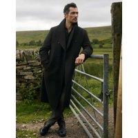 JAEGER Pure Wool Double Breasted Revere Overcoat Dark Khaki