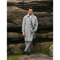 JAEGER Pure Wool Herringbone Overcoat Grey Mix