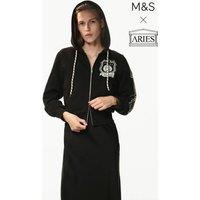 M&S x Aries Pure Cotton Printed Hoodie Black