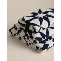 M&S Pure Cotton Geometric Star Towel Navy