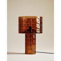 M&S Double Layer Shade Glass Base Table Lamp Brown