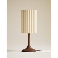 M&S Scalloped Shade Wooden Base Tall Table Lamp Brown
