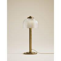 M&S Reeded Glass Brass Stem Table Lamp Antique Brass