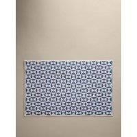 M&S Pure Cotton Geometric Tile Bath Mat Denim