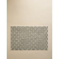 M&S Pure Cotton Geometric Tile Bath Mat Fern