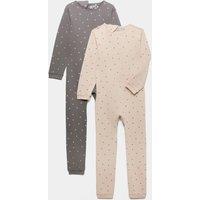 M&S 2 Pack Adaptive Back Opening Sleepsuits (3-16 Yrs) Charcoal Mix