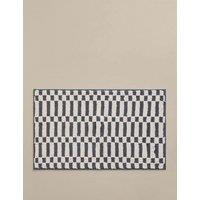 M&S Pure Cotton Geometric Non Slip Bath Mat Slate Blue