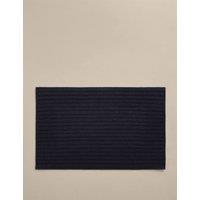 M&S Pure Cotton Ribbed Woven Bath Mat Navy