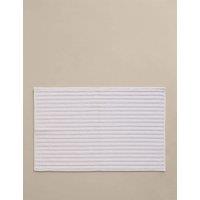 M&S Pure Cotton Ribbed Woven Bath Mat White