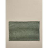 M&S Pure Cotton Ribbed Woven Bath Mat Smokey Green